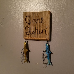 Placa de madeira Gone Fishin