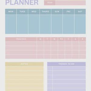 Planificador semanal y económico minimalista con diseño floral: PDF imprimible, diseño sencillo, descarga instantánea - ¡Oferta especial!