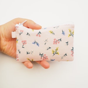 Rifle Paper Co Fabric Small Zipper Coin Pouch Wallet / Strawberry Fields Petty Fleurs Blush