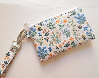 Rifle Paper Co Zipper Pouch Wristlet Set / Menagerie Garden Cream