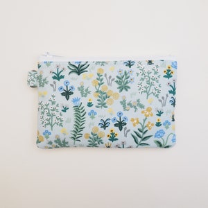 Petite pochette en tissu avec fermeture éclair/porte-cartes Rifle Paper Co, cordon, porte-clés, bracelet, porte-monnaie/ménagerie Garden Mint
