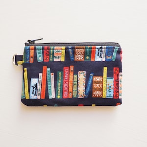 Rifle Paper Co Fabric Small Zipper Pouch / Book Club Metallic Navy