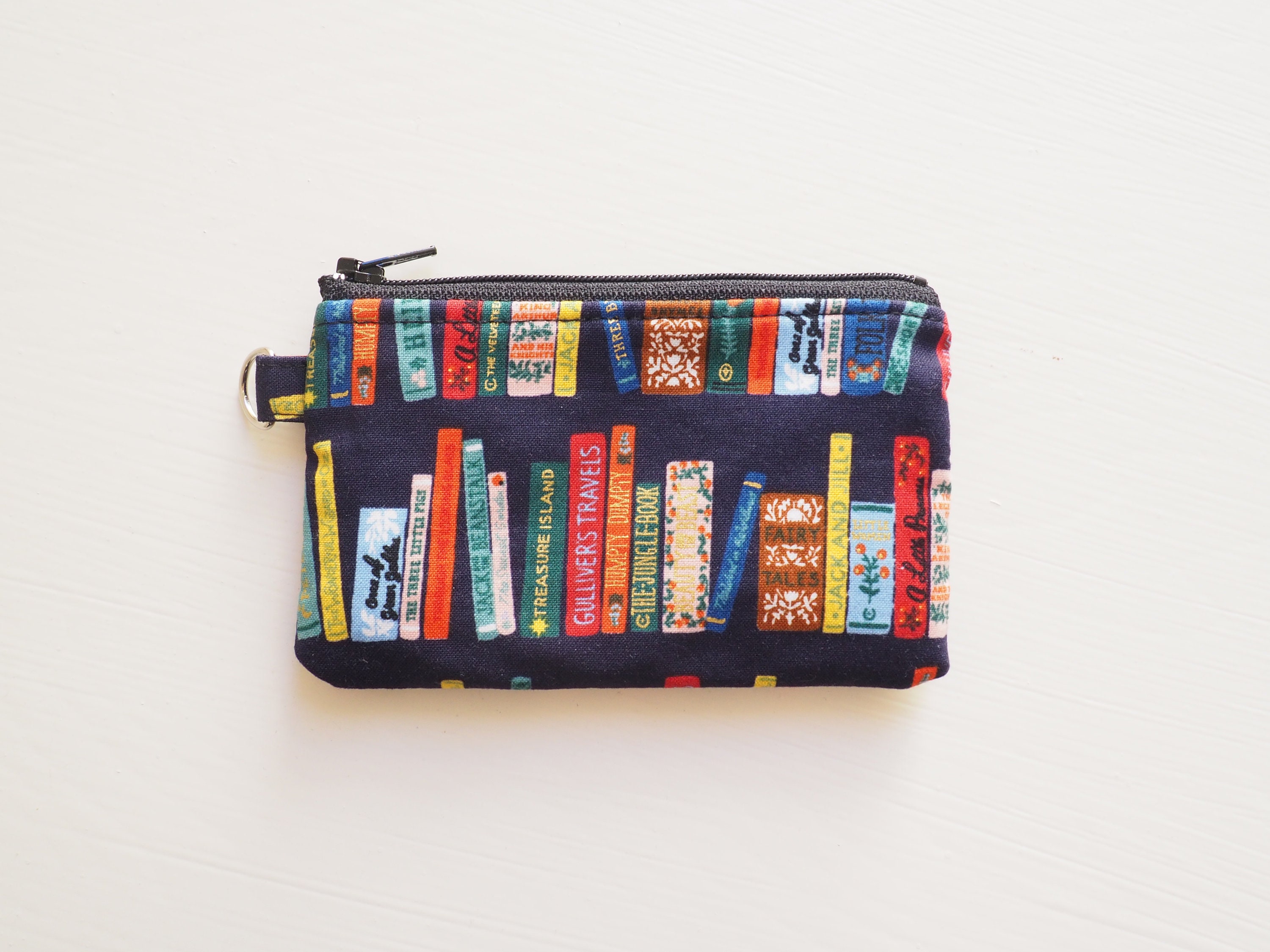 Rifle Paper Co Fabric Small Zipper Pouch / Book Club Metallic Navy
