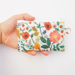 Zippered Coin Pouch Wallet - Poppy Field White