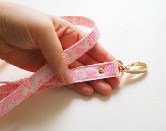 Rifle Paper Co Fabric Lanyard / Moxie Floral Neon Pink