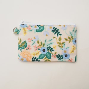 Petite pochette en tissu avec fermeture éclair/porte-cartes Rifle Paper Co, porte-monnaie, porte-clés, bracelet/bouleau rose poudré