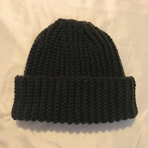 ☆THE GREATEST☆ Crochet Beanie Black Black Crochet Ribbed Beanie - Etsy