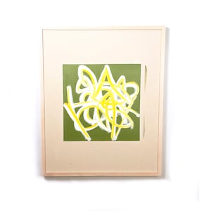 Original Framed Painting on Canvas, Oil Painting, Abstract Art, Minimalist, Modern, Scribble Green Yellow White