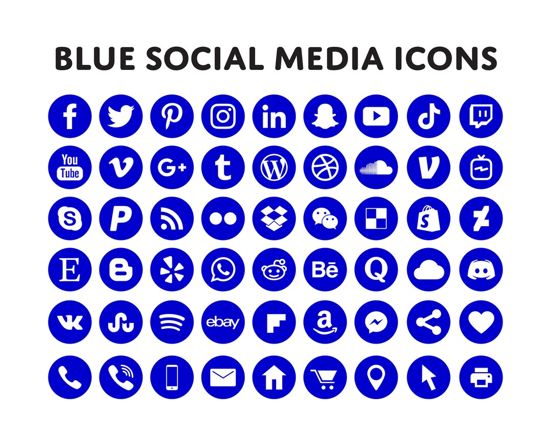 Blue Social Media Icons Bundle Over 200 Social Media Icons Blog Icons