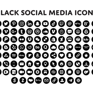 Black social media icons bundle - Over 800 social media icons - blog icons - email signature - clipart - website icons - social media