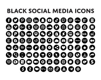 cute homework clipart black and white Black social media icons bundle - Over 800 social media icons - blog icons - email signature - clipart - website icons - social media