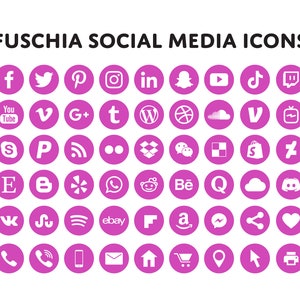 Fuchsia social media icons bundle - pink social media icons - blog icons - email signature - clipart - website icons