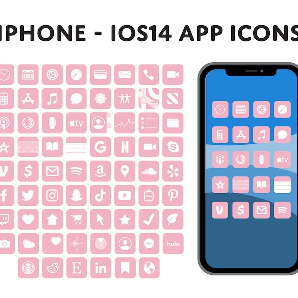 iPhone ios14  icons - Light pink iPhone app icons bundle - 70 social media and app icons - iPhone apps - iOS icons - iPhone customization