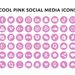 Cool pink social media icons bundle - Over 200 social media icons - blog icons - email signature - clipart - website icons - social media