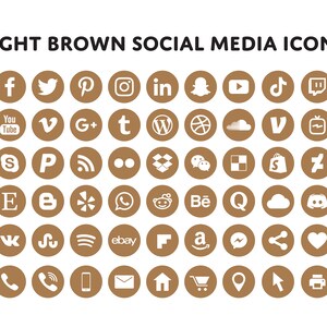 Dark Brown Social Media Icons Bundle Brown Social Media Etsy