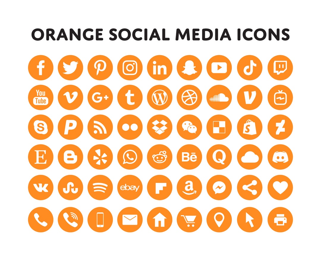 Orange Social Media Icons Bundle Over 200 Social Media Icons Blog Icons
