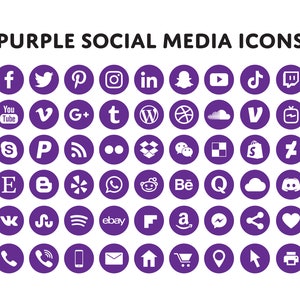 Purple social media icons bundle - Over 200 social media icons - blog icons - email signature - clipart - website icons - social media