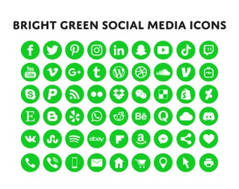 Bright green social media icons bundle - Over 200 social media icons - blog icons - email signature - clipart - website icons - social media