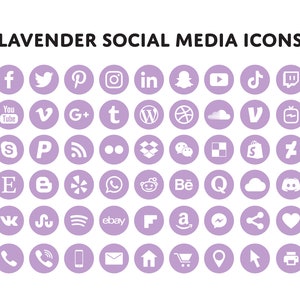 Lavender purple social media icons bundle - Over 200 social media icons - blog icons - email signature - clipart - website icons