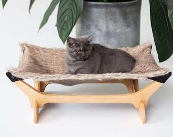 Meubles modernes pour chat, hamac pour chat, lit hamac pour chat, hamac en bois pour chat, lit pour chat, meubles de lit pour chat, hamac en bois pour chat