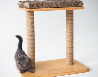 Árbol para gatos moderno, torre de árbol para gatos con poste, torre de árbol para gatos de madera, árbol para gatos de madera natural, torre de árbol para gatos moderna, árbol para gatos para gatos grandes de madera