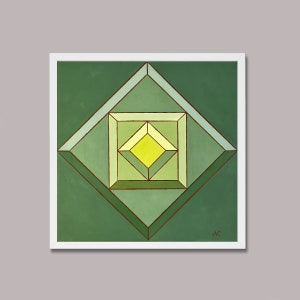 Yellow Green - Original Abstract Acrylic Painting by A. Cantrell  - Geometric, Hard Edge Art
