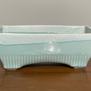 Vintage Blue Cookson 1950's #CP8 USA Planter, Drip Glaze, Mid Century Ceramic Pottery