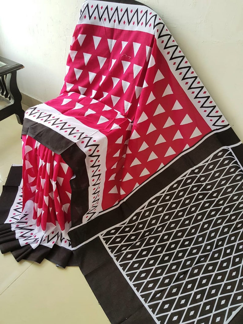 Designer Saree New Arrival soft Cotton Saree Hand Block Saree Partywear Saree,ikkat printed Saree