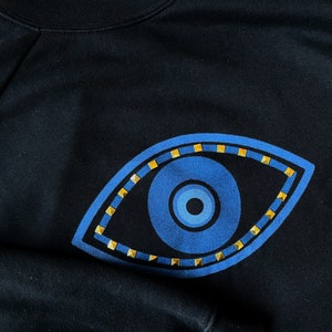 Nazar Top| Evil Eye| Protection| desi clothes| South asian gifts| Bollywood tshirt| crystals|Gold embroidered embellished|