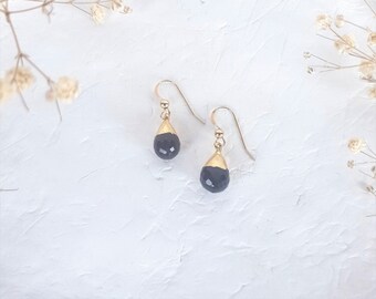 Orecchini in ametista sfaccettata con foglia d'oro, orecchini in ametista, regalo di compleanno, regalo per lei