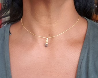 Raw Herkimer Diamond Pendant, Herkimer Diamond Pendant Necklace, Birthday gift, Gift for her, Quartz Crystal Necklace, Herkimer Diamond