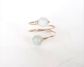 Jade Gemstone Spiral Wire Ring, Jade Wire Ring, Birthday gift, Gift for her, Jade Birthstone Ring, Gold Vermeil Wire Ring,