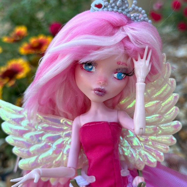 OOAK Custom Rose Garden Faerie Repainted Monster High Doll bjd barbie dress outfit wings angel fairy fantasy