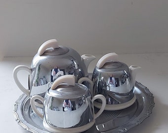 1930’s Celtic Plate Tea Set For One Stay Warm Teapot Milk Jug Sugar Bowl Tray