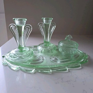 slim fit dress slacks 5 PIECE GREEN GLASS DRESSING TABLE SET – NUWE ROAM main image 1