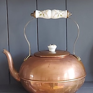 Bollitore in rame/ottone con manico in ceramica Cucina agricola M&S Harvest Pattern