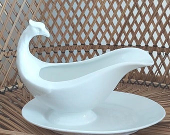 Antigua porcelana del siglo XIX CT Altwasser Phoenix Sauce Gravy Boat Saucière