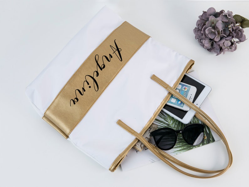 Gold Tote Bag Bridesmaid Gift Bags Personalized Bridesmaid Tote Bags for Maid of Honor Bachelorette Parties Weddings Honeymoons