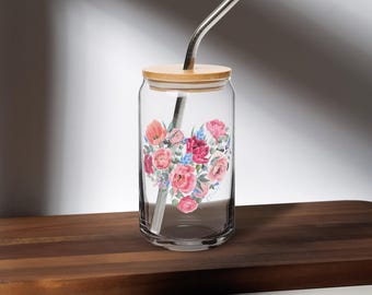 Subtle F Trump Floral Heart Drinking Glass