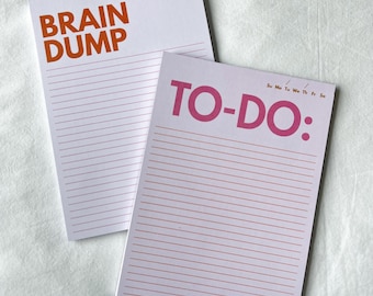 To Do Notepad, Brain Dump Notepad, 5x7 50 Sheet Tear Off Notepad, WFH Essentials, Desk Accessories, Cute Notepads, Planners, ADHD Planner