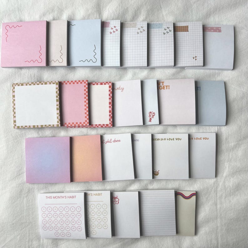 Cute Sticky Notes with 50 Sheets, Small Sticky Notes, Office Supplies, Planner Essentials, Post Its, Cute Post Its, Aesthetic WFH Esssential image 2