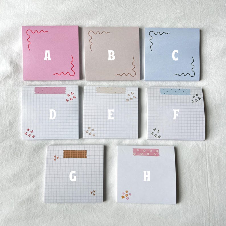 Cute Sticky Notes with 50 Sheets, Small Sticky Notes, Office Supplies, Planner Essentials, Post Its, Cute Post Its, Aesthetic WFH Esssential image 3