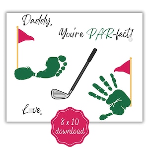 Golf Par-fect papa Vaderdag afdrukbaar cadeau | Handafdruk voetafdruk 8x10 JPEG PDF
