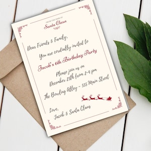 Dear Santa December Birthday Editable Invitation | Santa Claus List Naughty Nice 5x7 Download Template Canva