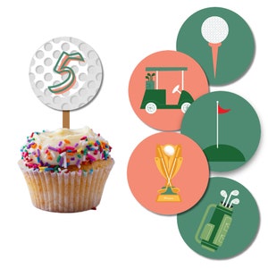 Toppers cupcake modificabili per feste di golf / T-shirt del maestro di compleanno / Pacchetto di 6 download digitali
