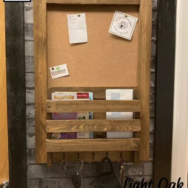 Wall hanging Rustic Corkboard, Kitchen notice board &Organiser,  Letter rack, key hook- Buy direct for discounts www.noahsarkcreations.co.uk