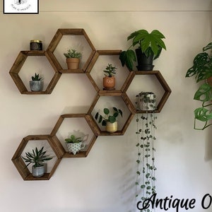 Hexagon Shelves | Floating Honeycomb Shelf | Geometric Shelves | Wooden Shelves | Wall décor