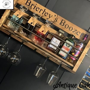 Personalised  Wall Mounted Gin Bar | Wine Rack | Cocktail Bar | Mini Bar  | Home Bar - Buy direct for discounts www.noahsarkcreations.co.uk