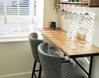 30cm Breakfast Bar Rustic Chunky Industrial Style Breakfast Bar