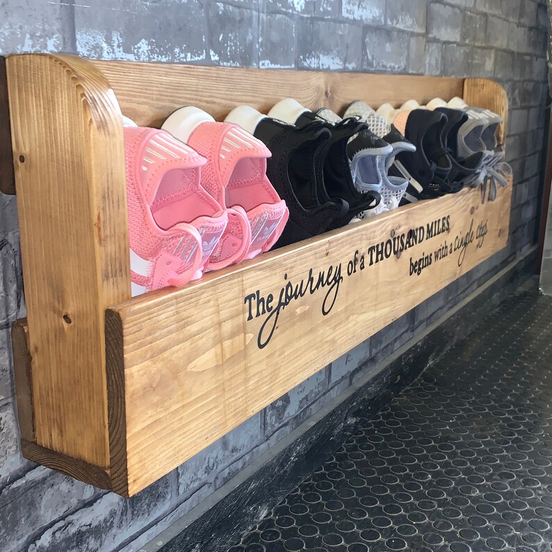 Wall Mounted Floating Shoe Rack Unique Reclaimed Wood Ideal Etsy